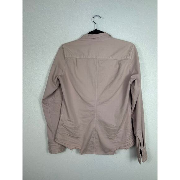 Frank & Eileen Italian Denim Button Down Distressed Shirt Dusty Pink Small - Picture 6 of 6